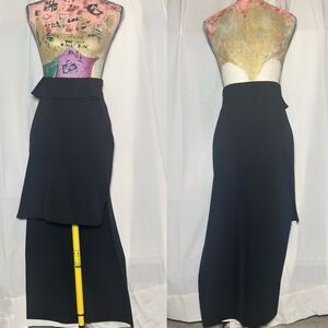 SPACE STYLE CONCEPT BLACK SIDE ZIP HIGH LOW PENCIL SKIRT IT 40 SMALL